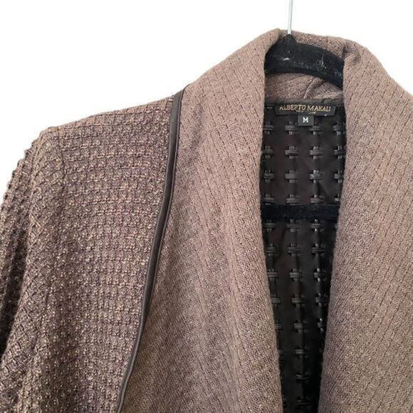 ALBERTO MAKALI Faux Leather Stitched Cardigan - Picture 3 of 4